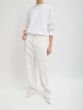 Tibi White Denim Tuck Jean, Size 27